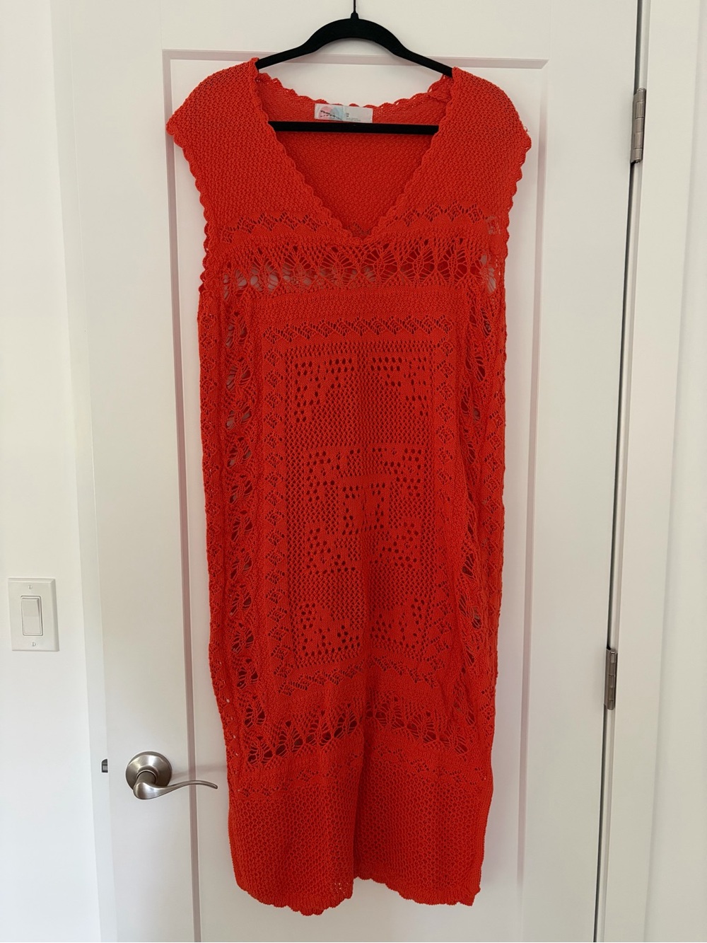 Free People Beach Crochet V-Neck Dress Orange